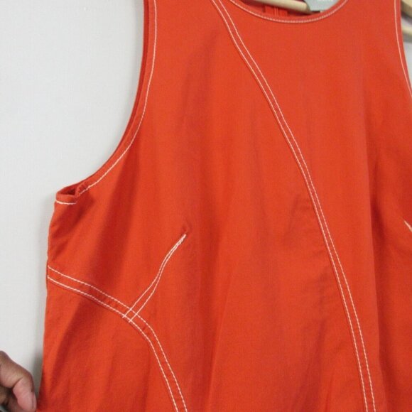 Anthropologie Maeve Bileu Dress 14 Orange Asymmetrical Cotton Flare Summer 286 - Picture 10 of 14